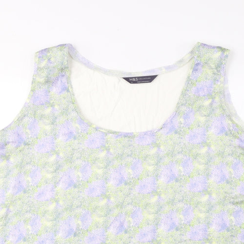 Marks and Spencer Womens Multicoloured Geometric Polyester Basic Tank Size 24 Scoop Neck