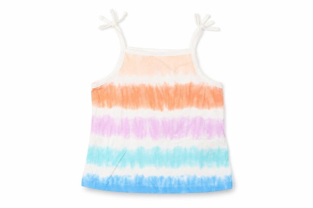 MARKS AND Girls Multicoloured Striped Cotton Cropped Tank Size 3-4 Years Square Neck Pullover