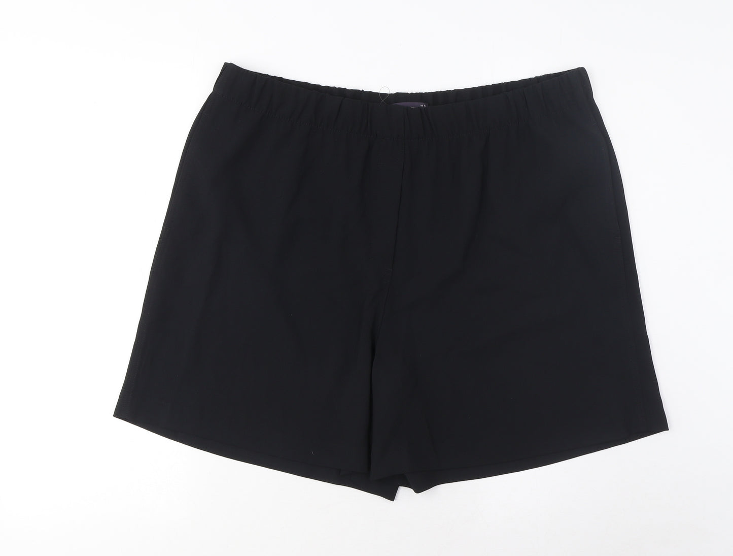 Marks and Spencer Womens Black Polyester Basic Shorts Size 18 L7 in Regular Pull On - Pockets