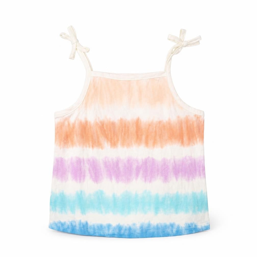 Marks and Spencer Girls Multicoloured Striped Cotton Cropped Tank Size 2-3 Years Square Neck Pullover