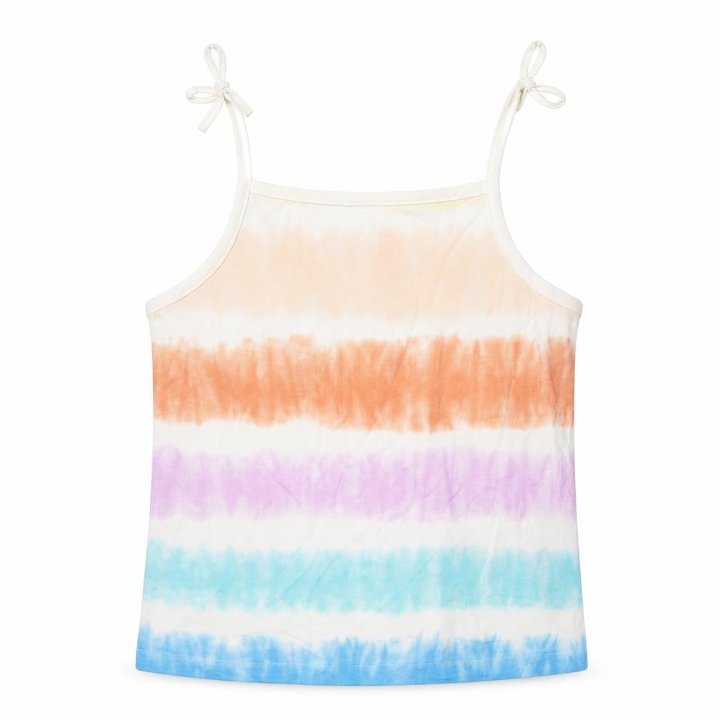 Marks and Spencer Girls Multicoloured Striped Cotton Cropped Tank Size 4-5 Years Square Neck Pullover
