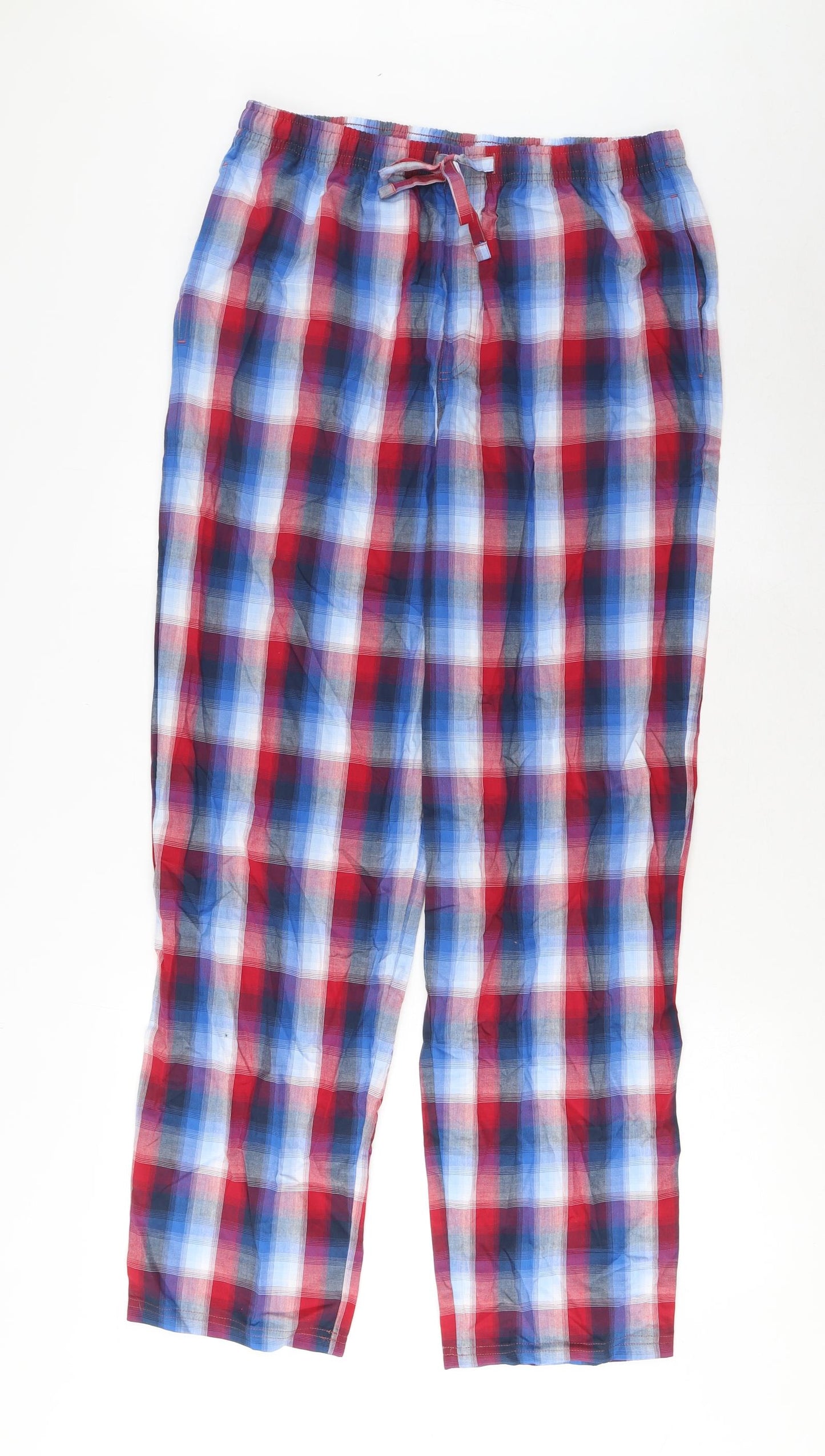 Marks and Spencer Mens Multicoloured Plaid Cotton Pyjama Pants Size M Pullover