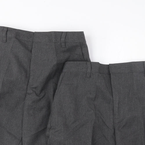 Marks and Spencer Boys Grey Polyester Cargo Shorts Size 10-11 Years L9 in Regular Hook & Eye - School Wear, 2 Pack