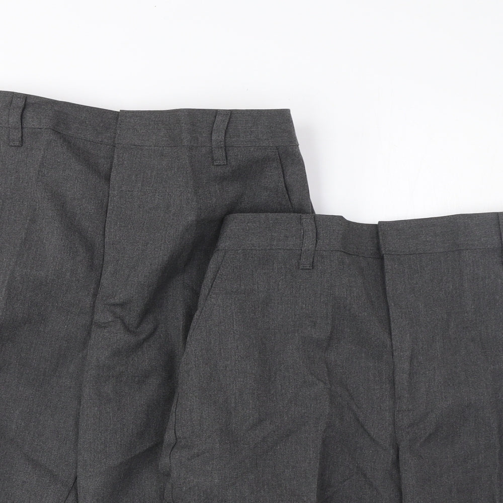 Marks and Spencer Boys Grey Polyester Cargo Shorts Size 10-11 Years L9 in Regular Hook & Eye - School Wear, 2 Pack