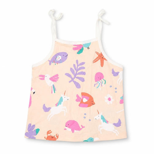 Marks and Spencer Girls Multicoloured Geometric Cotton Cropped Tank Size 2-3 Years Square Neck Pullover