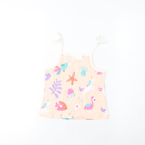 Marks and Spencer Girls Multicoloured Geometric Cotton Cropped Tank Size 2-3 Years Square Neck Pullover
