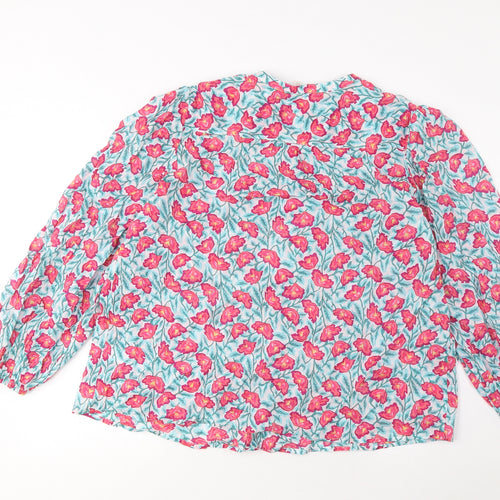 Per Una Womens Multicoloured Floral Cotton Basic Button-Up Size 18 Crew Neck