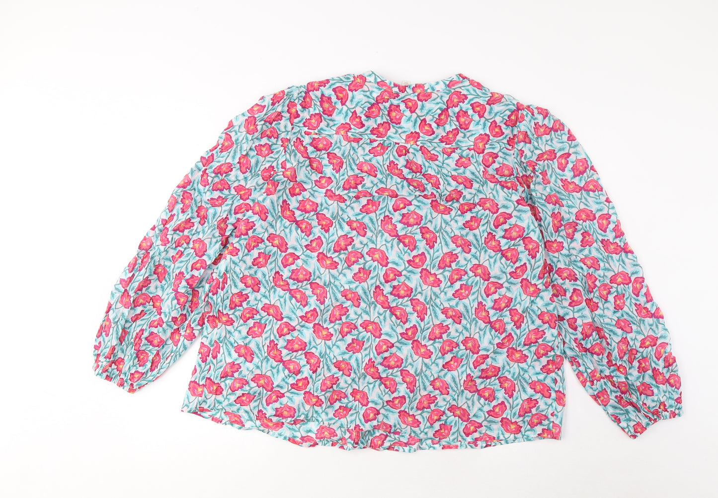 Per Una Womens Multicoloured Floral Cotton Basic Button-Up Size 18 Crew Neck