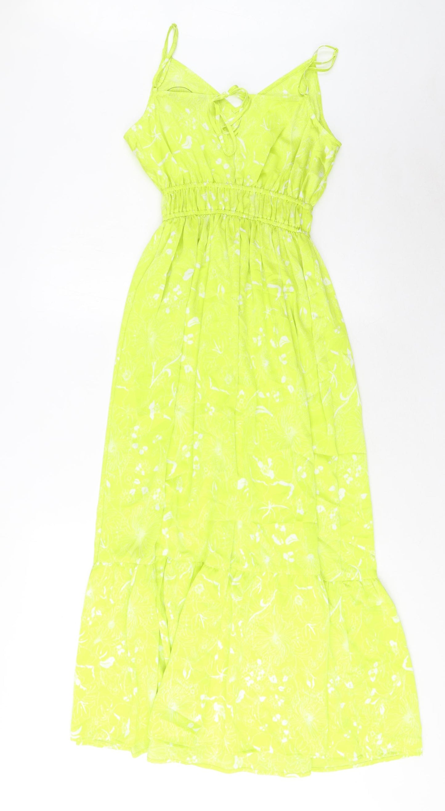 Marks and Spencer Womens Green Geometric Polyester A-Line Size M V-Neck Pullover