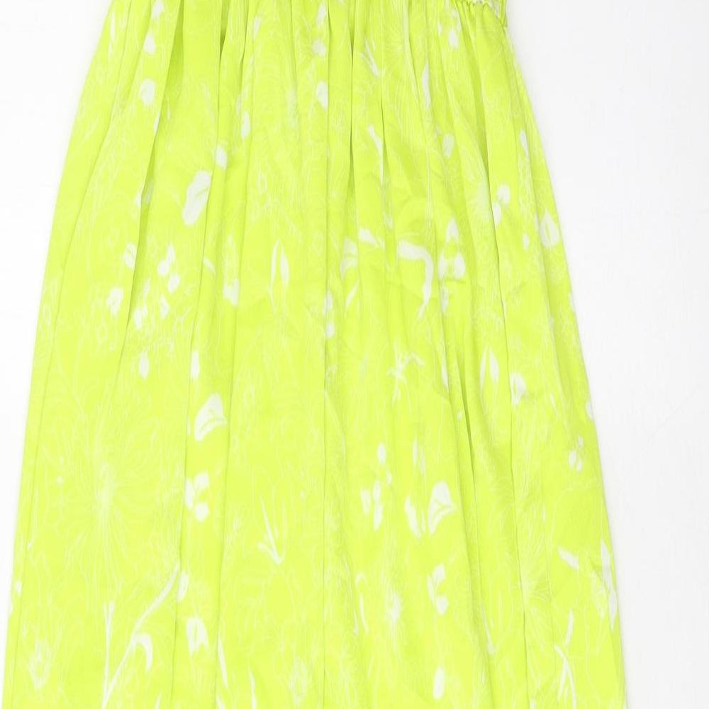 Marks and Spencer Womens Green Geometric Polyester A-Line Size M V-Neck Pullover