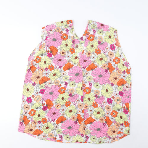 Marks and Spencer Womens Multicoloured Floral Polyester Basic Tank Size 20 V-Neck