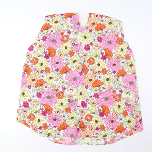 Marks and Spencer Womens Multicoloured Floral Polyester Basic Tank Size 20 V-Neck