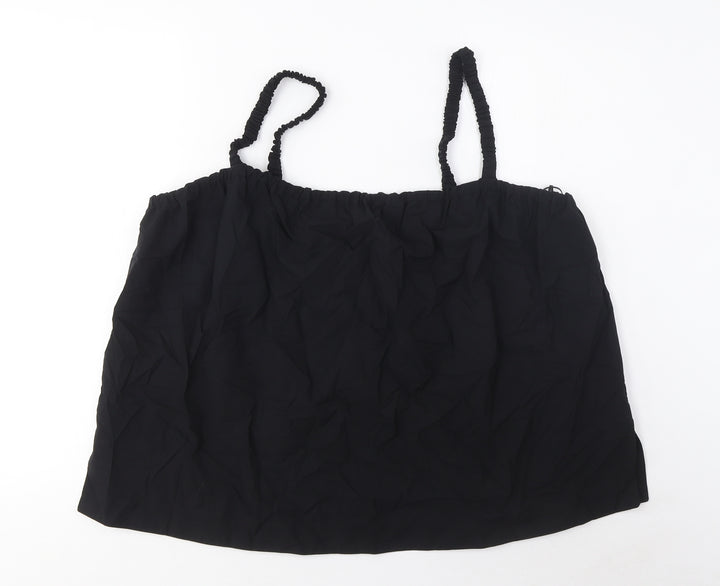 Marks and Spencer Womens Black Cotton Camisole Tank Size 20 Square Neck