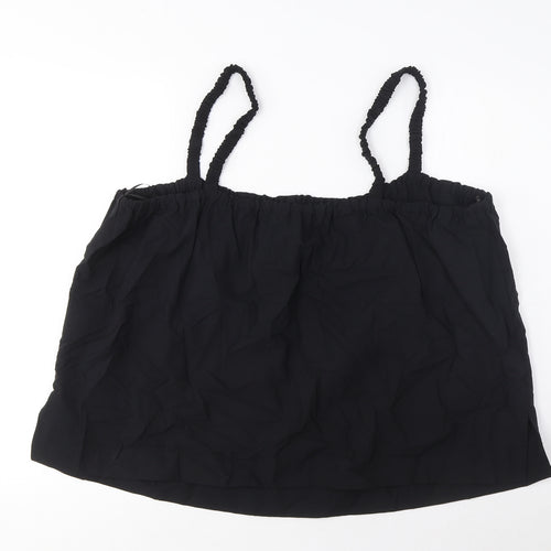 Marks and Spencer Womens Black Cotton Camisole Tank Size 20 Square Neck