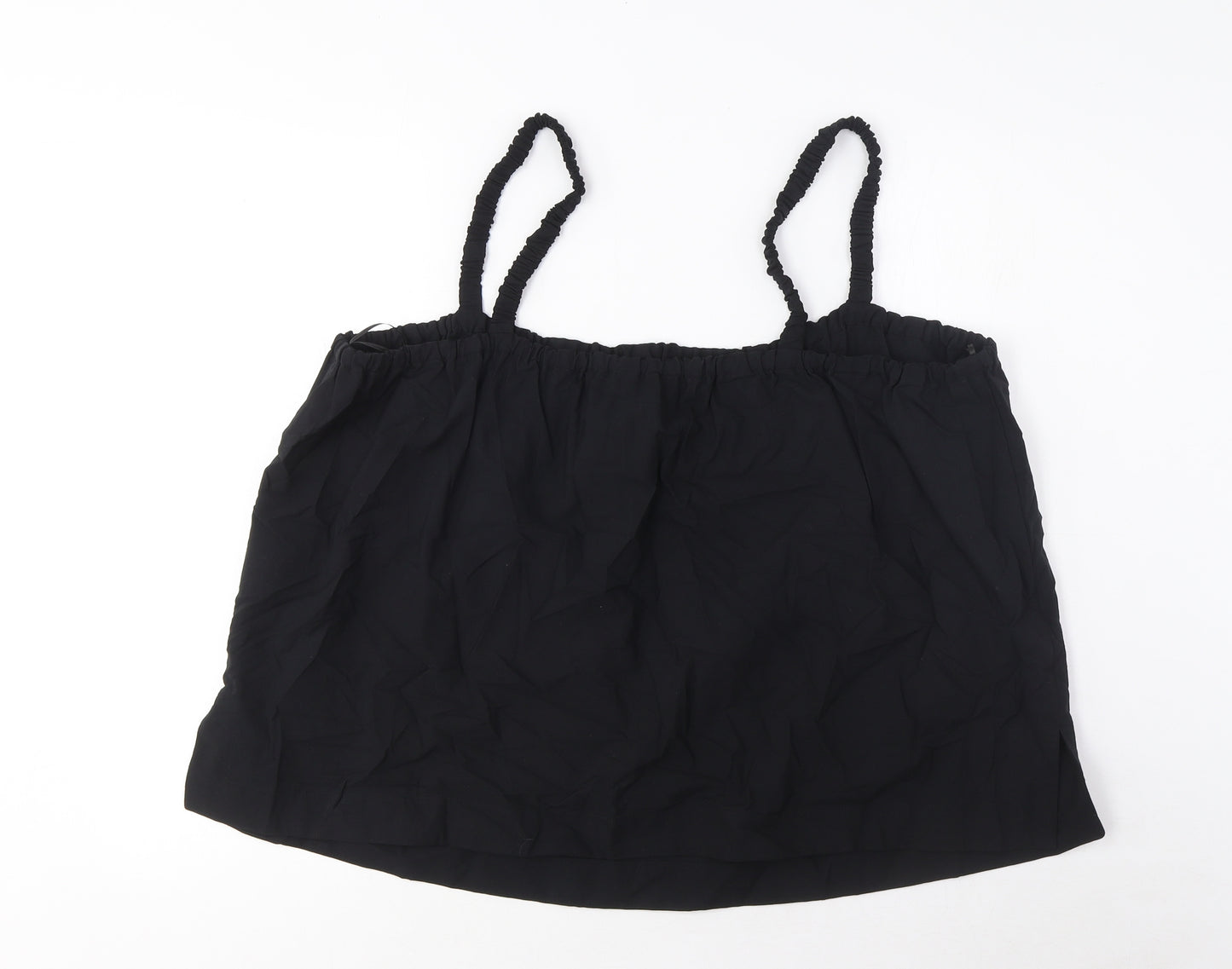 Marks and Spencer Womens Black Cotton Camisole Tank Size 20 Square Neck