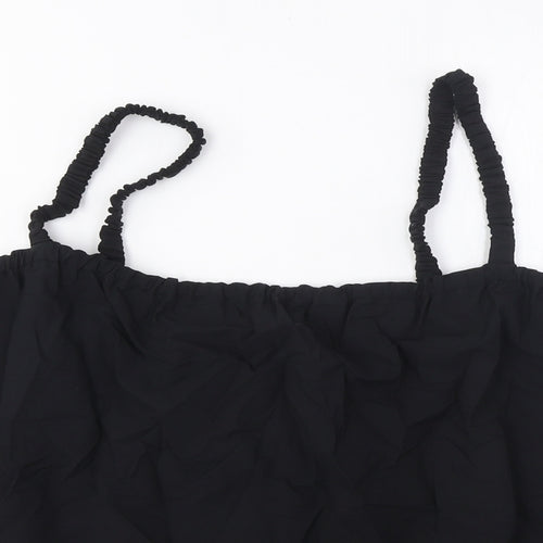 Marks and Spencer Womens Black Cotton Camisole Tank Size 20 Square Neck