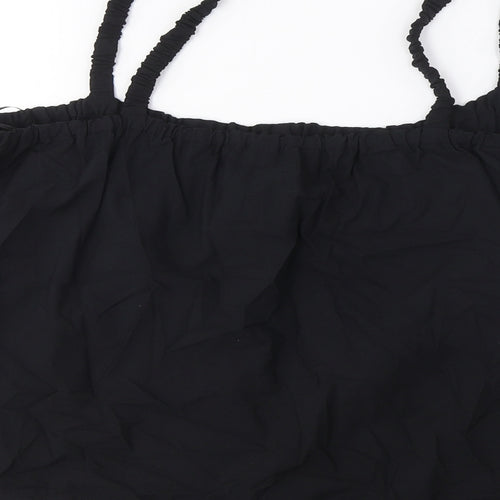 Marks and Spencer Womens Black Cotton Camisole Tank Size 20 Square Neck