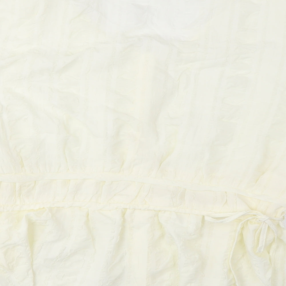 Marks and Spencer Womens Ivory Polyester Basic Blouse Size 12 V-Neck - Embroidered