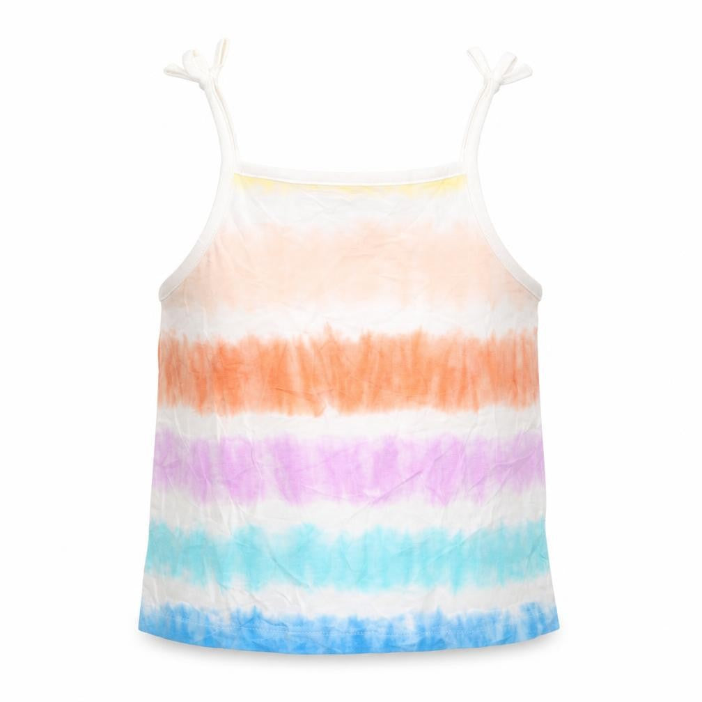 Marks and Spencer Girls Multicoloured Striped Cotton Cropped Tank Size 4-5 Years Square Neck Pullover
