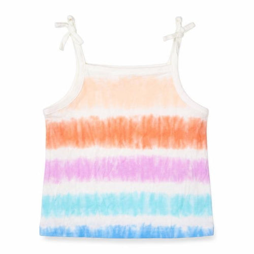 Marks and Spencer Girls Multicoloured Striped Cotton Cropped Tank Size 3-4 Years Square Neck Pullover