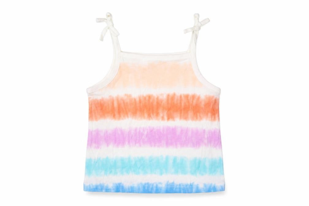 Marks and Spencer Girls Multicoloured Striped Cotton Cropped Tank Size 3-4 Years Square Neck Pullover