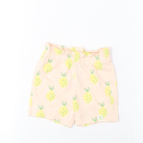 Marks and Spencer Girls Pink Geometric Cotton Cropped Trousers Size 3-6 Months Pullover - Lemon Print
