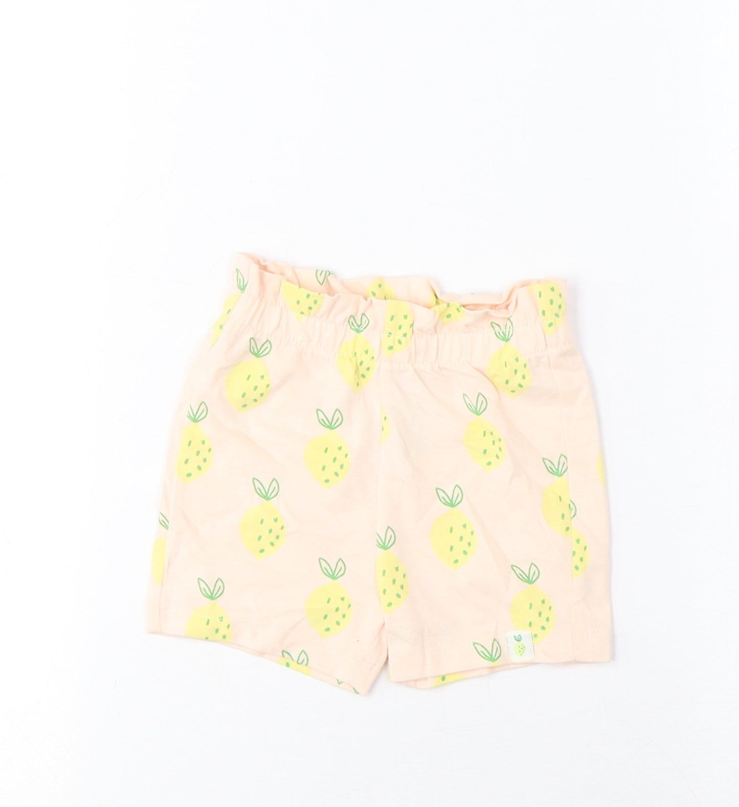 Marks and Spencer Girls Pink Geometric Cotton Cropped Trousers Size 3-6 Months Pullover - Lemon Print