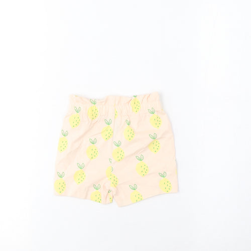 Marks and Spencer Girls Pink Geometric Cotton Cropped Trousers Size 3-6 Months Pullover - Lemon Print
