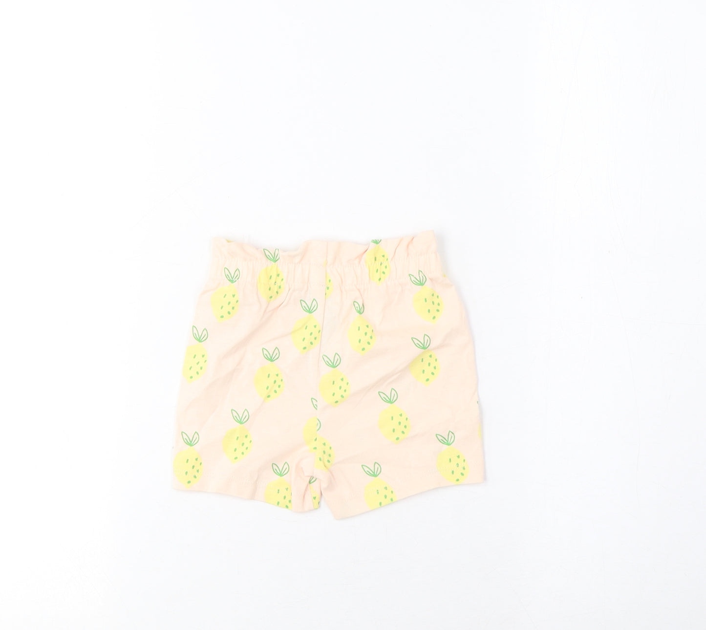Marks and Spencer Girls Pink Geometric Cotton Cropped Trousers Size 3-6 Months Pullover - Lemon Print