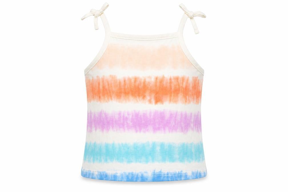 Marks and Spencer Girls Multicoloured Striped Cotton Cropped Tank Size 4-5 Years Square Neck Pullover