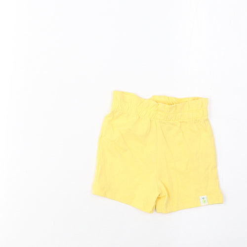 Marks and Spencer Girls Yellow Cotton Cropped Trousers Size 3-6 Months Pullover - Lemon
