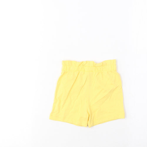 Marks and Spencer Girls Yellow Cotton Cropped Trousers Size 3-6 Months Pullover - Lemon