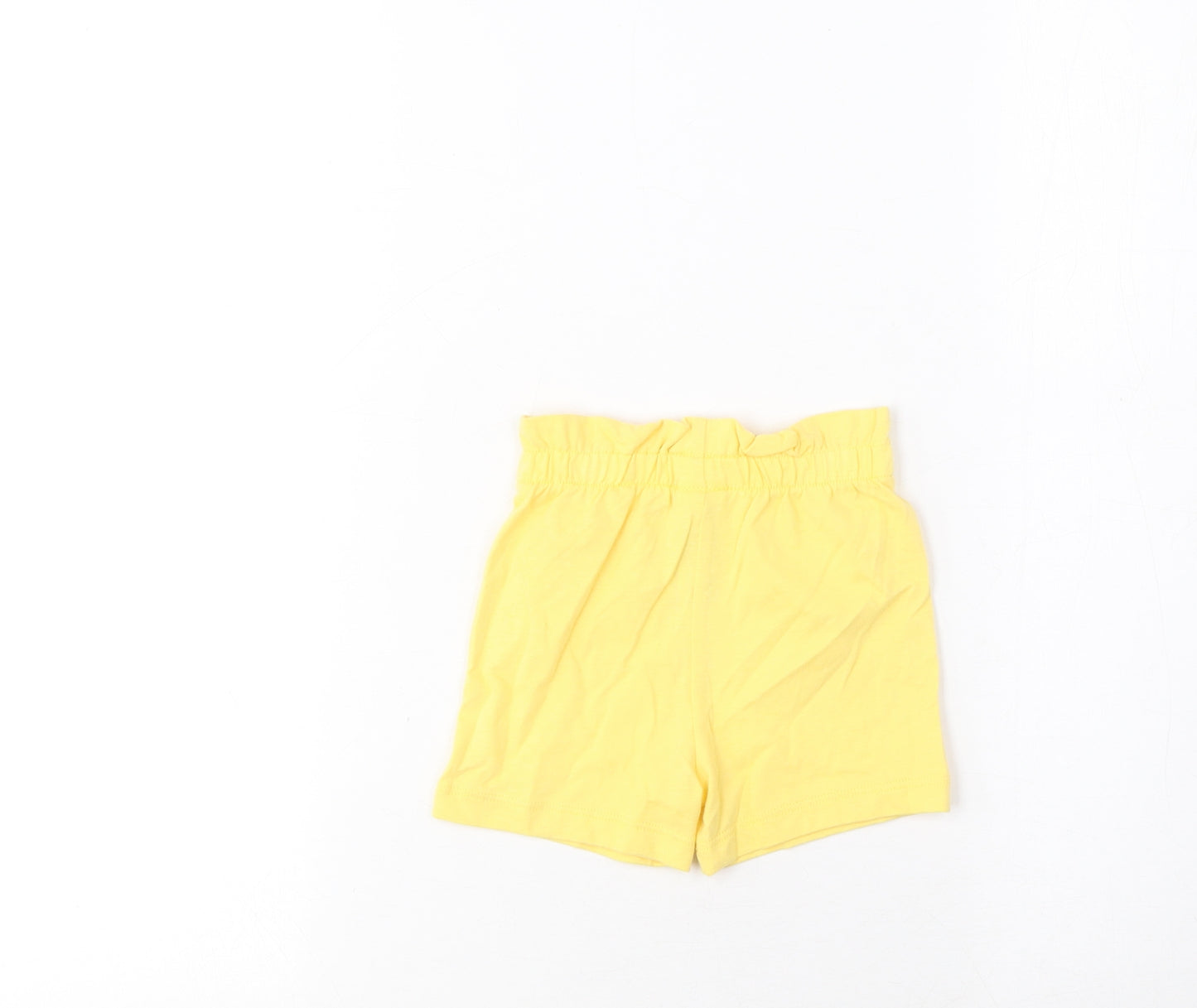 Marks and Spencer Girls Yellow Cotton Cropped Trousers Size 3-6 Months Pullover - Lemon