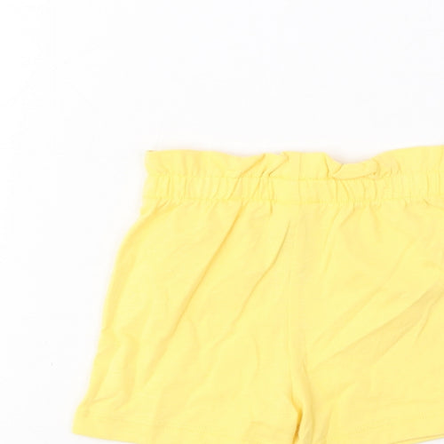 Marks and Spencer Girls Yellow Cotton Cropped Trousers Size 3-6 Months Pullover - Lemon