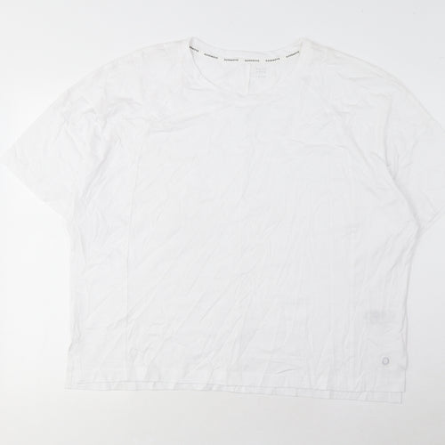 GOODMOVE Womens White Cotton Basic T-Shirt Size 14 Crew Neck Pullover