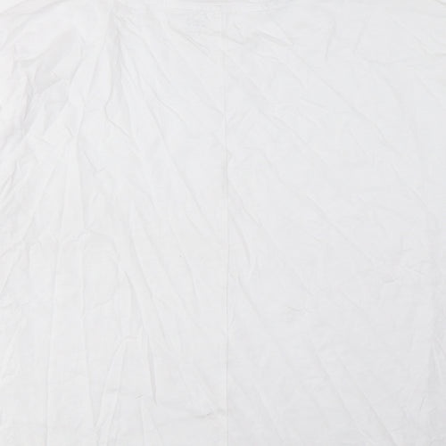 GOODMOVE Womens White Cotton Basic T-Shirt Size 14 Crew Neck Pullover