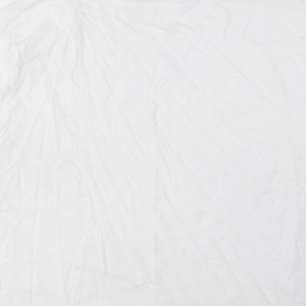 GOODMOVE Womens White Cotton Basic T-Shirt Size 14 Crew Neck Pullover