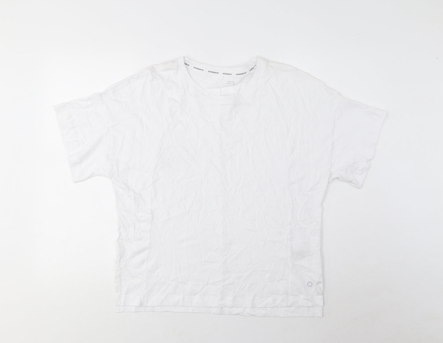 GOODMOVE Womens White Cotton Basic T-Shirt Size 8 Crew Neck Pullover