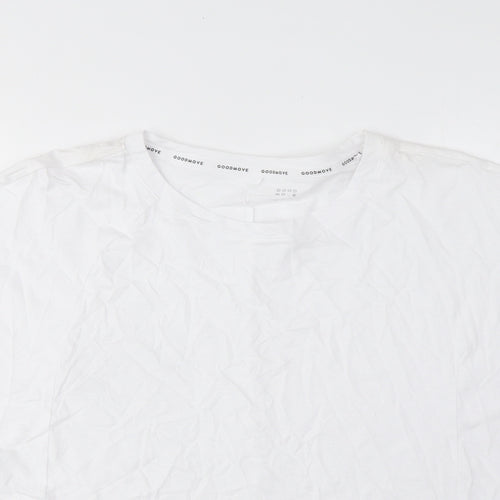 GOODMOVE Womens White Cotton Basic T-Shirt Size 8 Crew Neck Pullover