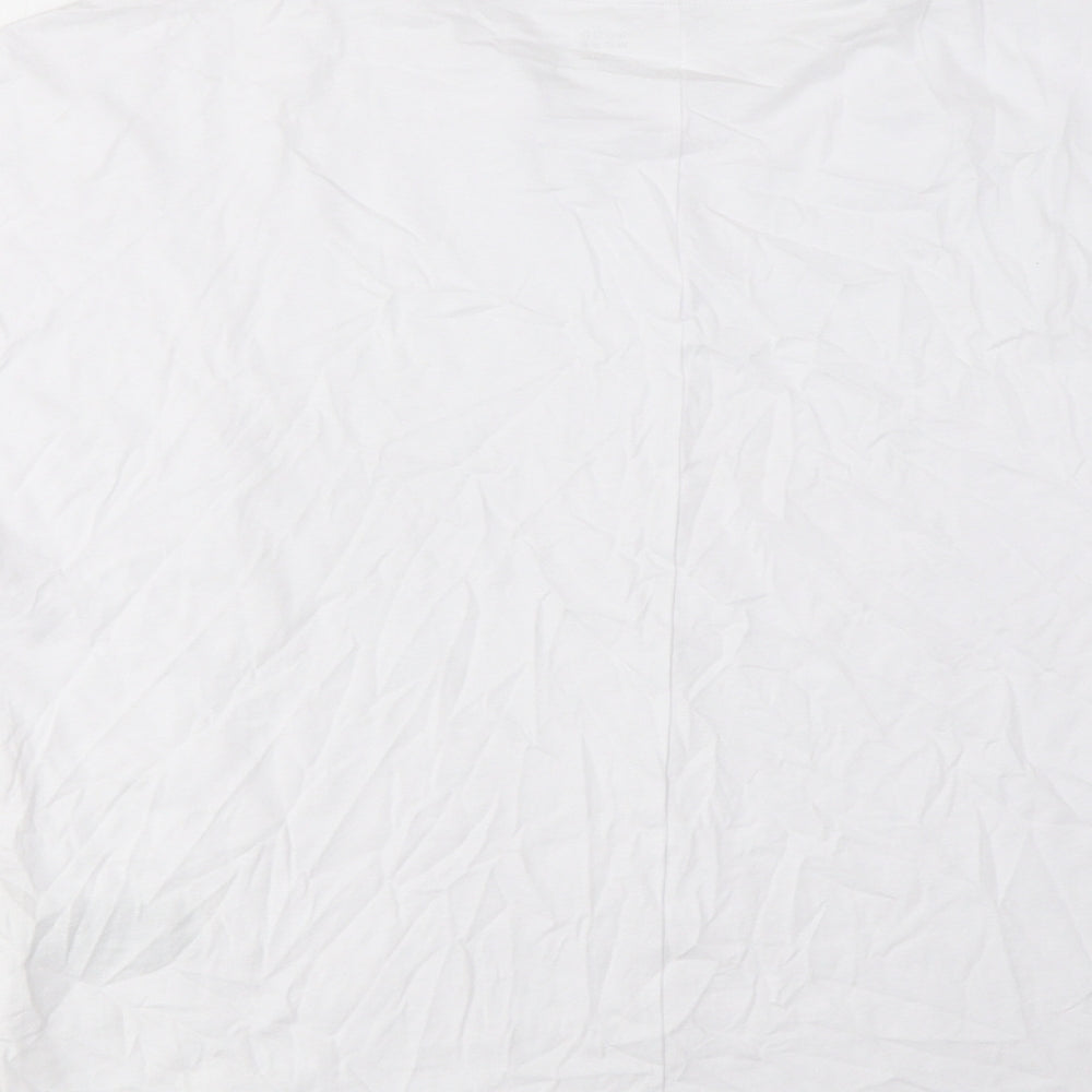 GOODMOVE Womens White Cotton Basic T-Shirt Size 8 Crew Neck Pullover