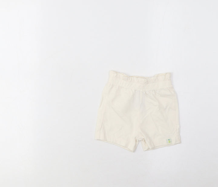 Marks and Spencer Girls Ivory Cotton Cropped Trousers Size 3-6 Months Pullover - Lemon
