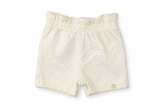 Front view of Marks & Spencer girls’ ivory cotton cropped trousers, size 3-6, months pullover - lemon