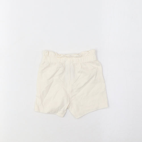 Marks and Spencer Girls Ivory Cotton Cropped Trousers Size 3-6 Months Pullover - Lemon