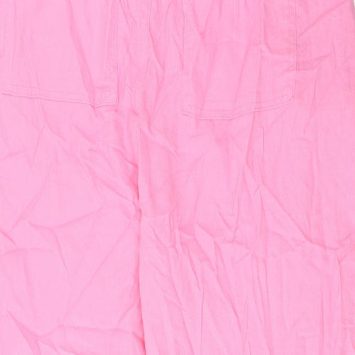 Marks and Spencer Womens Pink Linen Cropped Trousers Size 22 L24 in Regular Drawstring - Pockets