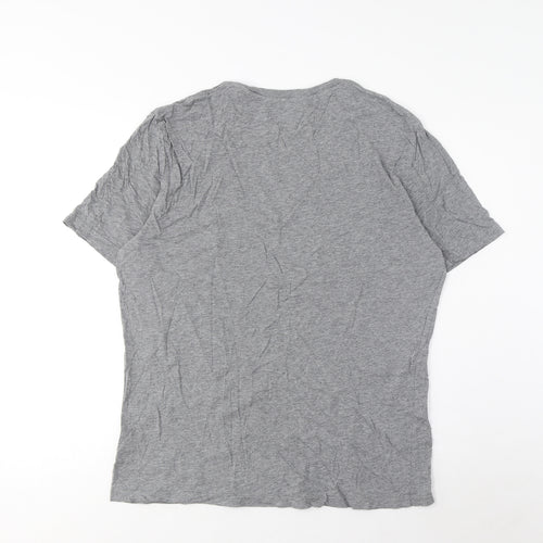 Marks and Spencer Mens Grey Cotton T-Shirt Size M Crew Neck