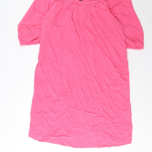 Marks and Spencer Womens Pink Viscose A-Line Size M Scoop Neck Pullover