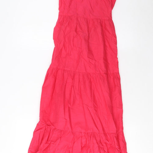 Marks and Spencer Womens Pink Cotton A-Line Size 10 Square Neck Tie - Open back
