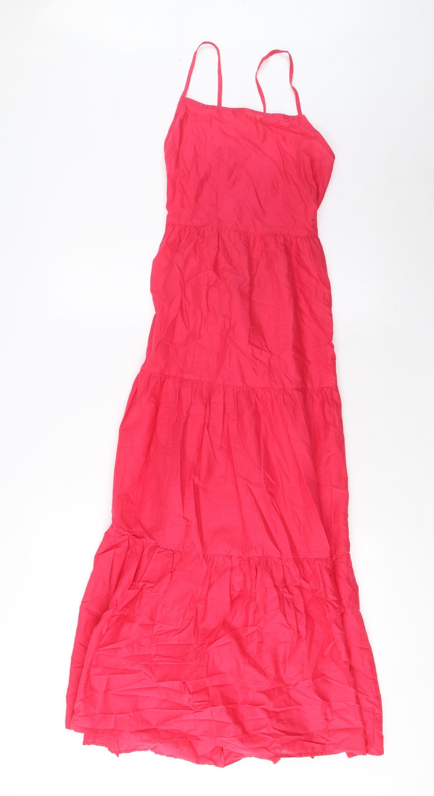 Marks and Spencer Womens Pink Cotton A-Line Size 10 Square Neck Tie - Open back