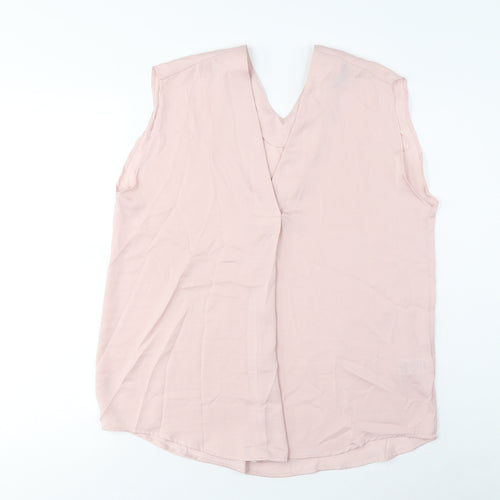 Marks and Spencer Womens Pink Polyester Basic Tank Size 12 V-Neck - Pleated
