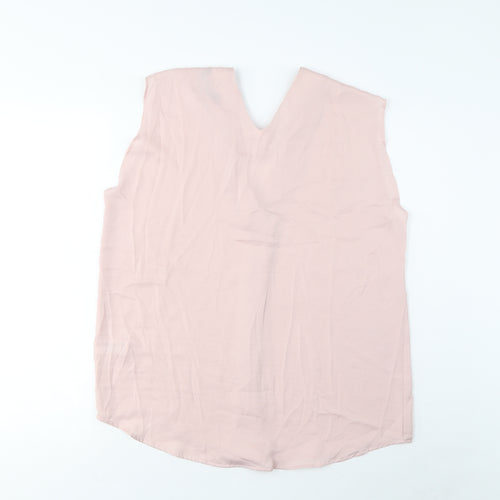 Marks and Spencer Womens Pink Polyester Basic Tank Size 12 V-Neck - Pleated